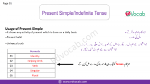 Presemt Indefinite Tense in Urdu with Examples