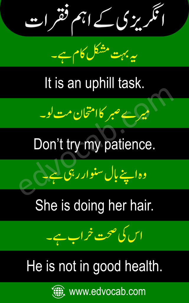 Daily Use English to Urdu Sentences (2)