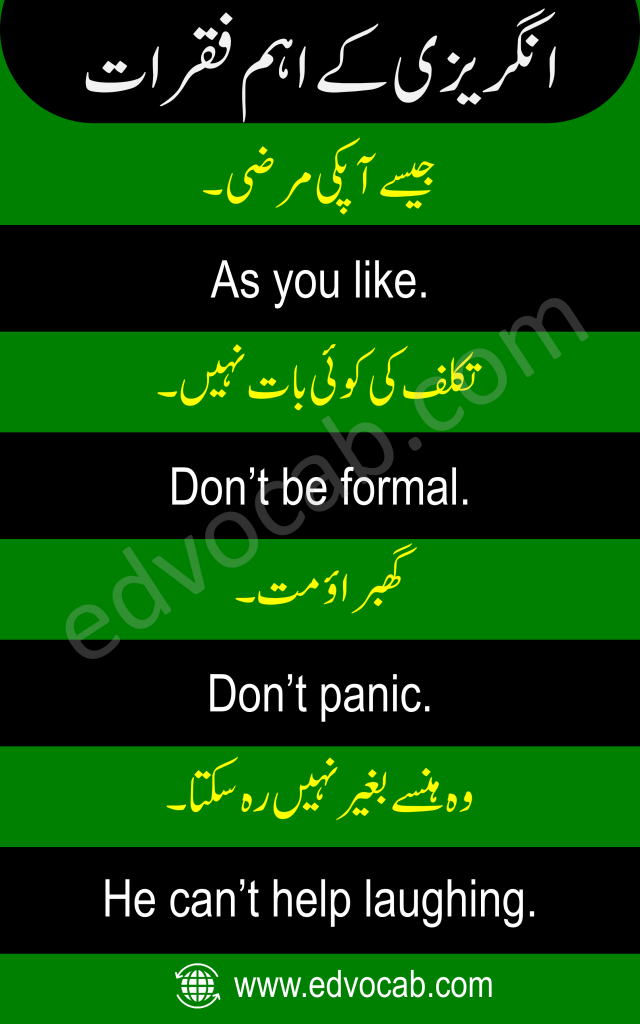Daily Use English to Urdu Sentences (3)